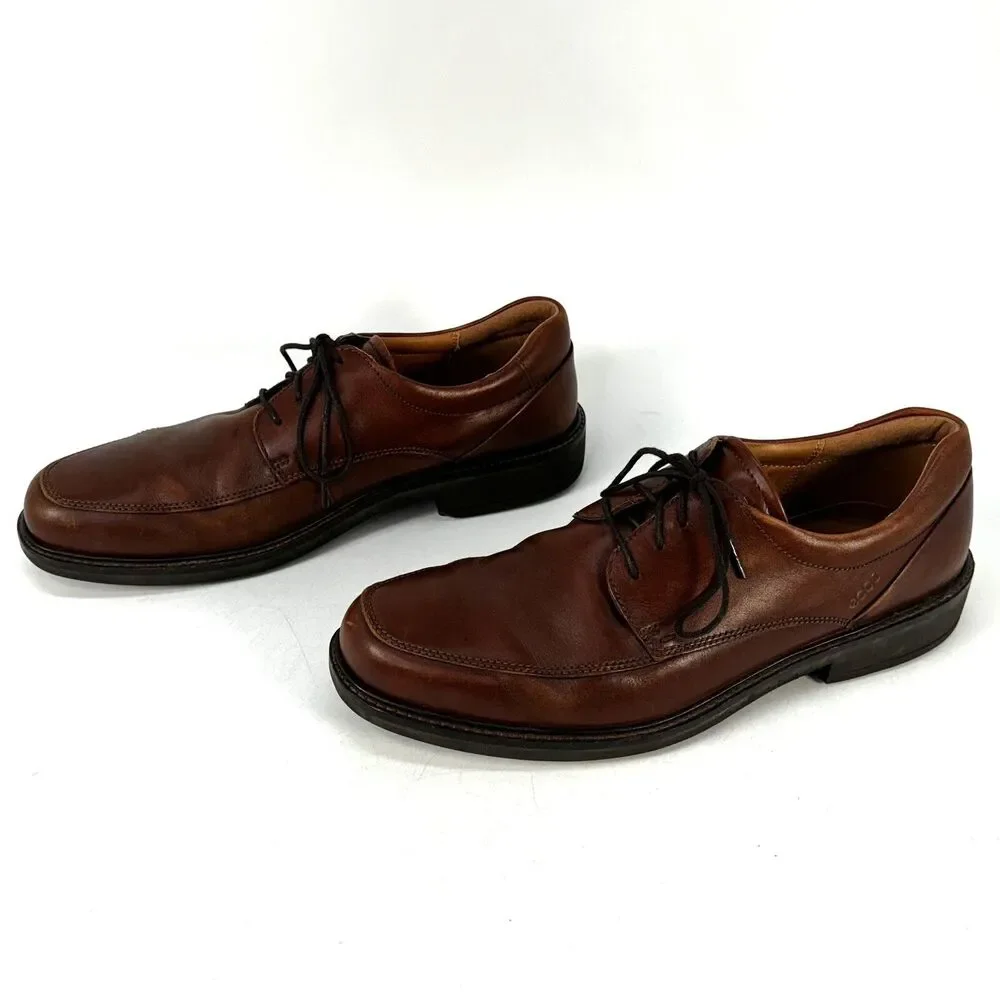Ecco Holton Apron Shoe Men's Size US 13/EU 46 Toe Derby Dress Brown Leather